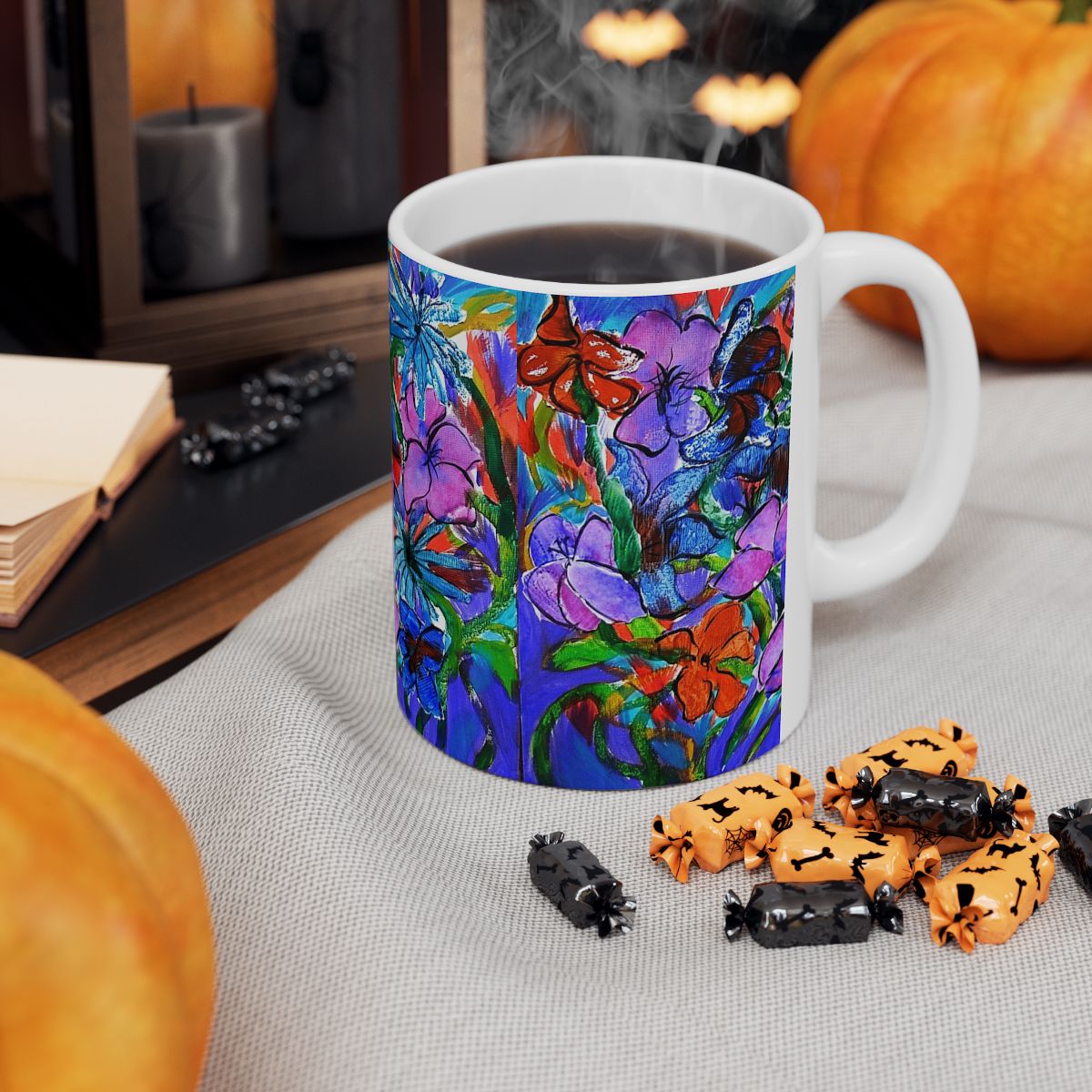 Floral Bloom Ceramic Mug — Vibrant Hand-Painted Flower Art (11oz & 15oz)