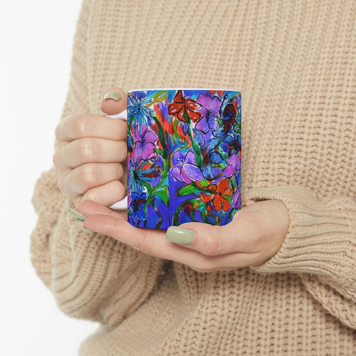 Floral Bloom Ceramic Mug — Vibrant Hand-Painted Flower Art (11oz & 15oz)