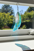 Feather Suncatcher - blue green gold
